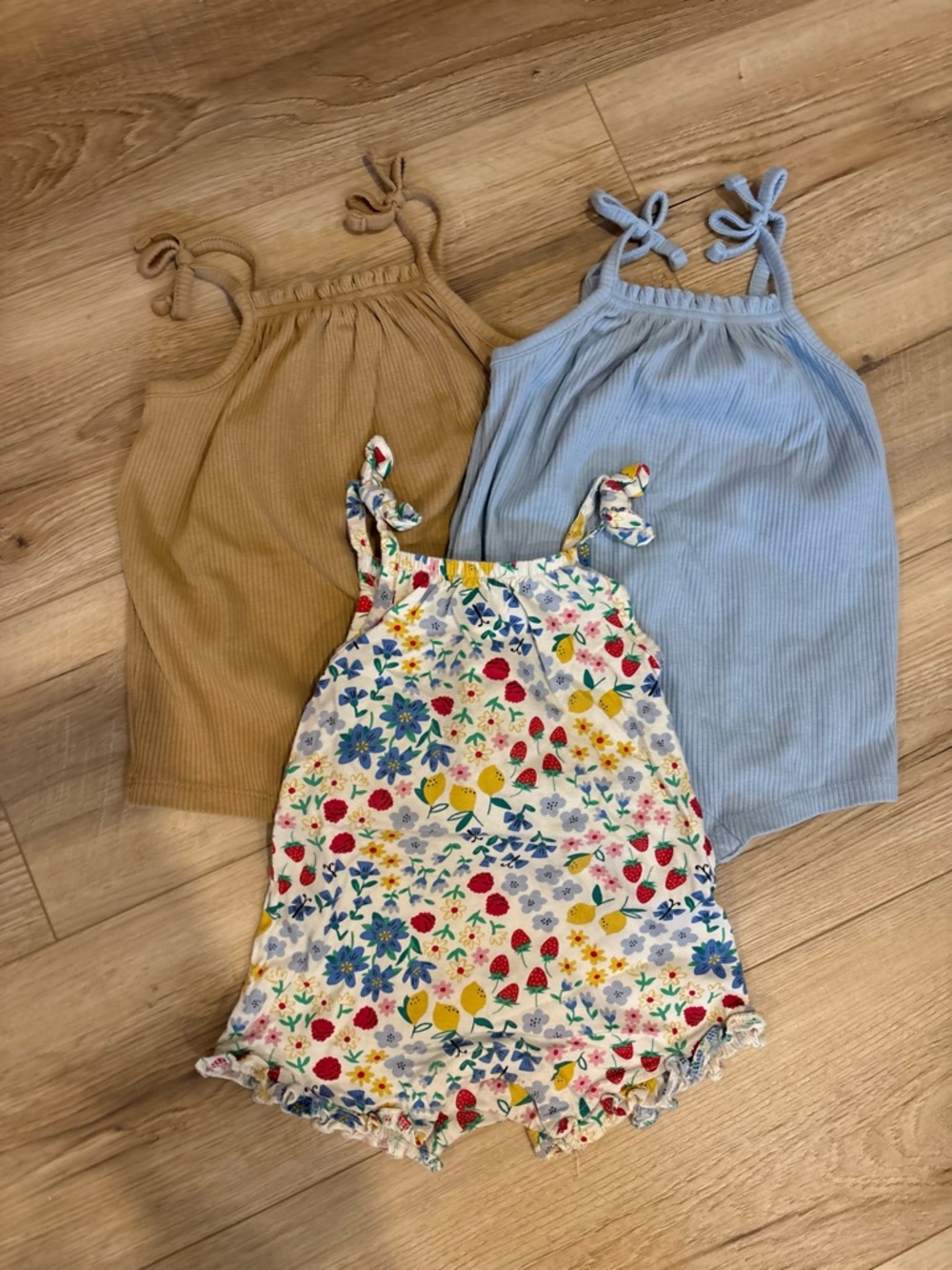 Old Navy Tie-Shoulder Romper lot - Blue, Tan, Multicolor Floral